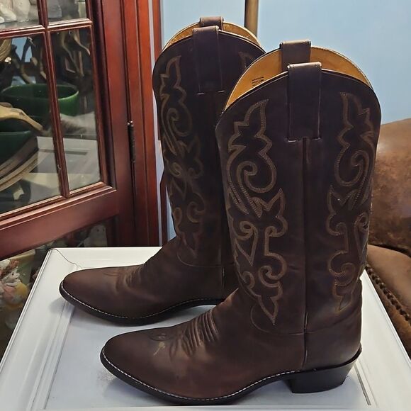 Justin Brown Buck Bay Apache Western Cowboy Boots Size 8.5EE main image 9